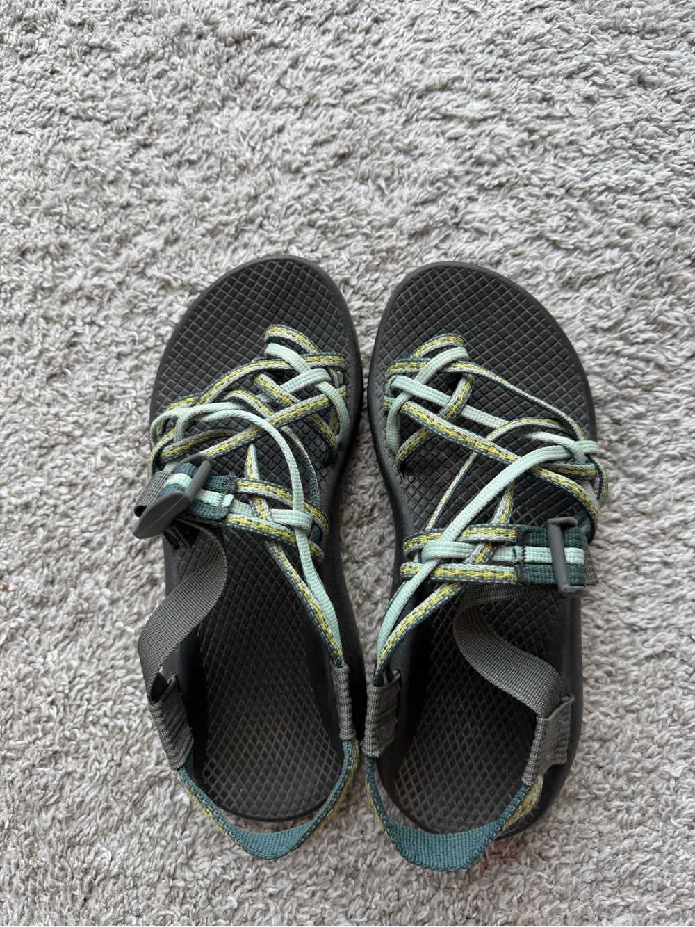 Women’s Chaco ZX/3 Sandals- Mint Green and Yellow Adjustable Multi-Strap